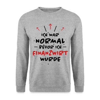 Finanzwirt Spruch Job Lustiges Finanzwirt Geschenk - Unisex Pullover - Weißgrau meliert - Vorne - Alina (178cm) & Michal (187cm)
