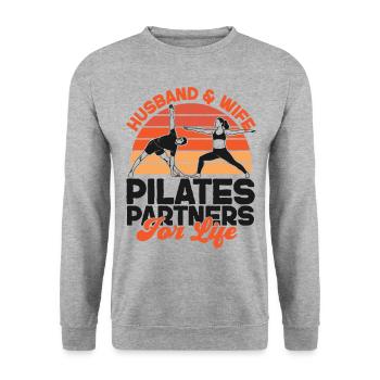 Pilates Instructor Teacher Husband - Unisex Sweatshirt - salt & pepper - Front - Alina (178cm) & Michal (187cm)