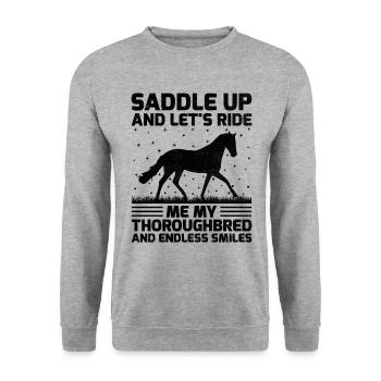 Thoroughbred Horse Racing Riding Equestian Horses - Unisex Sweatshirt - salt & pepper - Front - Alina (178cm) & Michal (187cm)
