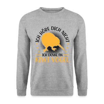 Denke an Kiwi Vogel Schnepfenstrauß - Unisex Pullover - Weißgrau meliert - Vorne - Alina (178cm) & Michal (187cm)