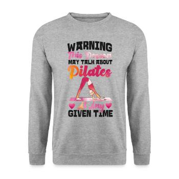 Avertissement de l’instructeur de Pilates - Sweat-shirt Unisexe - gris chiné - Devant - Alina (178cm) & Michal (187cm)