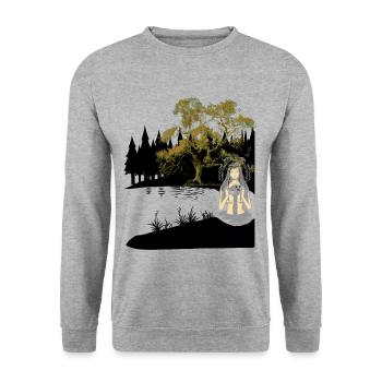 Girl Sensual Nature Water Spirit Fable Fantasy - Unisex Sweatshirt - salt & pepper - Front - Alina (178cm) & Michal (187cm)
