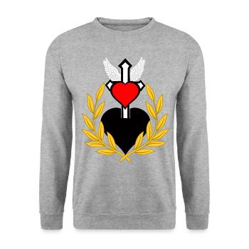 Kreuz Religion Christlich Jesus Gott - Unisex Pullover - Weißgrau meliert - Vorne - Alina (178cm) & Michal (187cm)