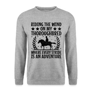 Thoroughbred Horse Racing Riding Equestian Horses - Unisex Sweatshirt - salt & pepper - Front - Alina (178cm) & Michal (187cm)