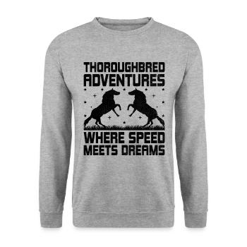 Thoroughbred Horse Racing Riding Equestian Horses - Unisex Sweatshirt - salt & pepper - Front - Alina (178cm) & Michal (187cm)