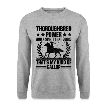 Courses de chevaux pur-sang Équitation Chevaux équestres - Sweat-shirt Unisexe - gris chiné - Devant - Alina (178cm) & Michal (187cm)