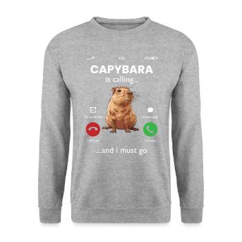 Capybara appelle - Sweat-shirt Unisexe - gris chiné - Devant - Alina (178cm) & Michal (187cm)