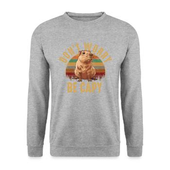 Capybara girl - Unisex Pullover - Weißgrau meliert - Vorne - Alina (178cm) & Michal (187cm)