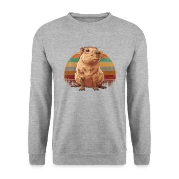 Capybara vintage - Unisex Pullover - Weißgrau meliert - Vorne - Alina (178cm) & Michal (187cm)