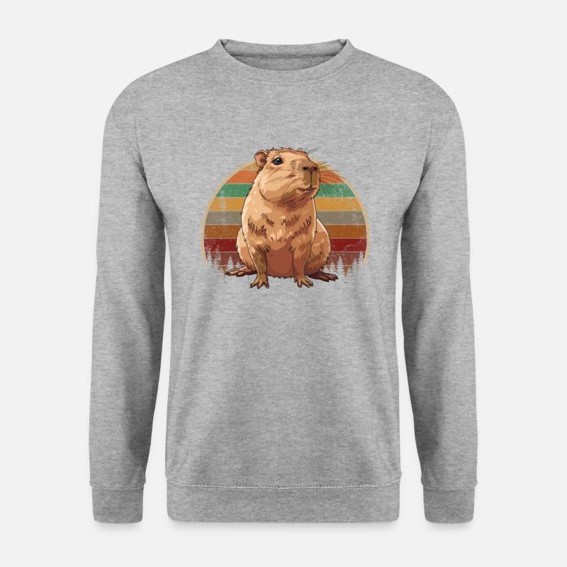 Capybara vintage - Unisex Pullover - Weißgrau meliert