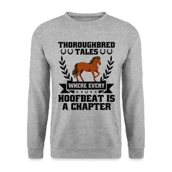 Thoroughbred Horse Racing Riding Equestian Horses - Unisex Sweatshirt - salt & pepper - Front - Alina (178cm) & Michal (187cm)