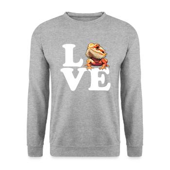 I love bearded dragon, reptile bearded - Unisex Pullover - Weißgrau meliert - Vorne - Alina (178cm) & Michal (187cm)