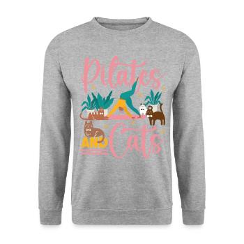Instructeur de Pilates Enseignant Chat - Sweat-shirt Unisexe - gris chiné - Devant - Alina (178cm) & Michal (187cm)