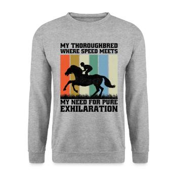Thoroughbred Horse Racing Riding Equestian Horses - Unisex Sweatshirt - salt & pepper - Front - Alina (178cm) & Michal (187cm)