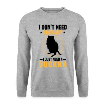 Brauche nur Quokkas Beuteltier Quokka - Unisex Pullover - Weißgrau meliert - Vorne - Alina (178cm) & Michal (187cm)