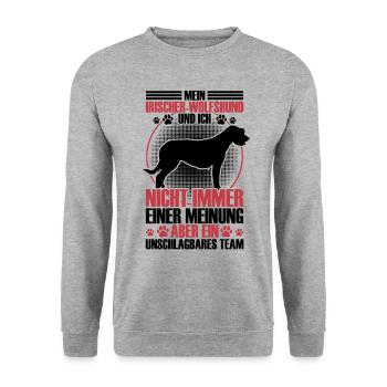 Irischer Wolfshund ist unschlagbar - Unisex Pullover - Weißgrau meliert - Vorne - Alina (178cm) & Michal (187cm)