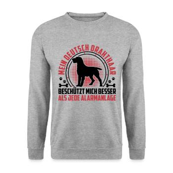 German wirehaired dog protects me better - Unisex Sweatshirt - salt & pepper - Front - Alina (178cm) & Michal (187cm)