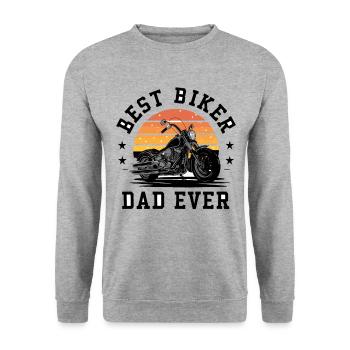 Best Biker Dad Ever Motorradfahren - Unisex Pullover - Weißgrau meliert - Vorne - Alina (178cm) & Michal (187cm)
