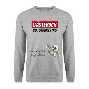 20th Birthday Guestbook Signatures Alcohol - Unisex Sweatshirt - salt & pepper - Front - Alina (178cm) & Michal (187cm)