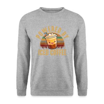 powered by iced coffee, iced coffee - Unisex Sweatshirt - salt & pepper - Front - Alina (178cm) & Michal (187cm)