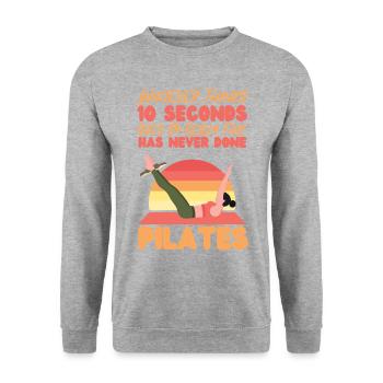 Pilates Instructor Teacher Retro - Unisex Sweatshirt - salt & pepper - Front - Alina (178cm) & Michal (187cm)