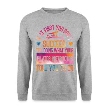 Instructeur de Pilates Enseignant - Sweat-shirt Unisexe - gris chiné - Devant - Alina (178cm) & Michal (187cm)