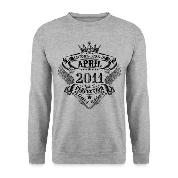 anniversaire Avril 2011 avril anniversaire 2011 - Sweat-shirt Unisexe - gris chiné - Devant - Alina (178cm) & Michal (187cm)