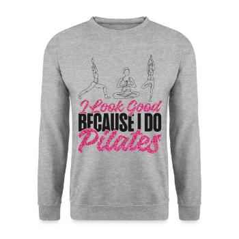 Pilates Instructor Teacher I Look - Unisex Pullover - Weißgrau meliert - Vorne - Alina (178cm) & Michal (187cm)