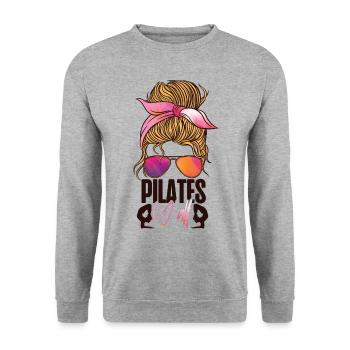 Instructeur de Pilates Enseignant - Sweat-shirt Unisexe - gris chiné - Devant - Alina (178cm) & Michal (187cm)