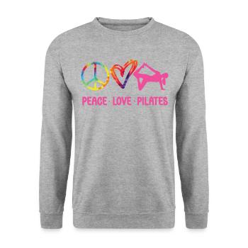 Pilates Instructor Teacher Tie Dye - Unisex Pullover - Weißgrau meliert - Vorne - Alina (178cm) & Michal (187cm)