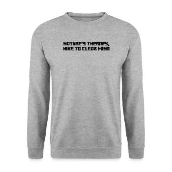 Wandern - Nature's therapy, hike to clear mind - Unisex Pullover - Weißgrau meliert - Vorne - Alina (178cm) & Michal (187cm)