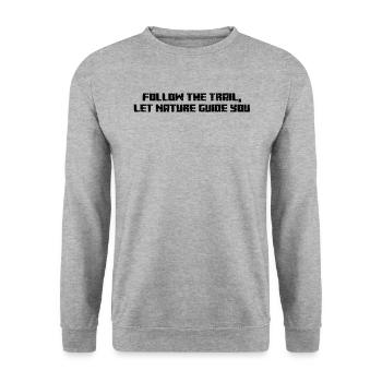 Wandern - Follow the trail, let nature guide you - Unisex Pullover - Weißgrau meliert - Vorne - Alina (178cm) & Michal (187cm)