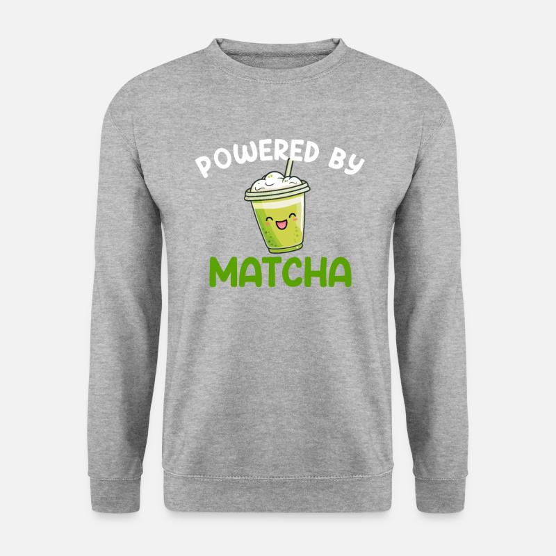 powered by matcha, matcha - Unisex Pullover - Weißgrau meliert