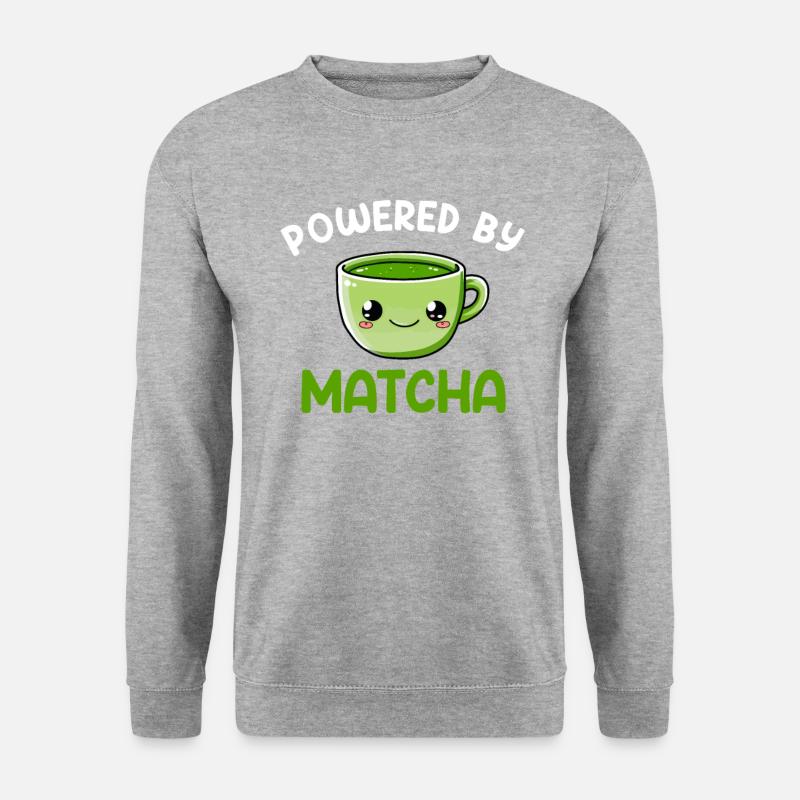 powered by matcha, matcha - Unisex Pullover - Weißgrau meliert