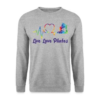 Instructeur de Pilates Enseignant - Sweat-shirt Unisexe - gris chiné - Devant - Alina (178cm) & Michal (187cm)