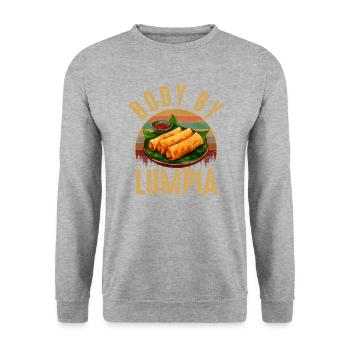 Body by lumpia, food filipino - Unisex Sweatshirt - salt & pepper - Front - Alina (178cm) & Michal (187cm)