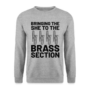 Trombonist Trombone Player Marching Band Trombone - Unisex Sweatshirt - salt & pepper - Front - Alina (178cm) & Michal (187cm)