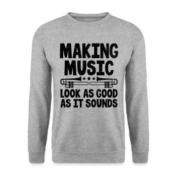 Posaunist Posaunist Marching Band Posaune - Unisex Pullover - Weißgrau meliert - Vorne - Alina (178cm) & Michal (187cm)