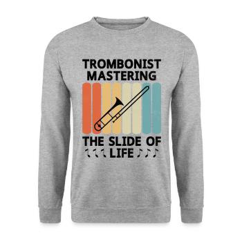 Trombonist Trombone Player Marching Band Trombone - Unisex Sweatshirt - salt & pepper - Front - Alina (178cm) & Michal (187cm)