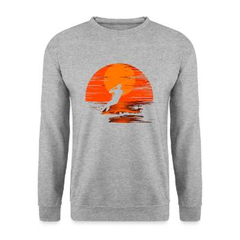 Kitesurfing kiteboarding lover - Unisex Pullover - Weißgrau meliert - Vorne - Alina (178cm) & Michal (187cm)
