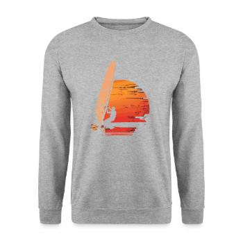 Windsurf vintage, Windsurfing - Unisex Pullover - Weißgrau meliert - Vorne - Alina (178cm) & Michal (187cm)