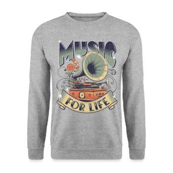 Musician gift - Music for life shirt - Unisex Sweatshirt - salt & pepper - Front - Alina (178cm) & Michal (187cm)