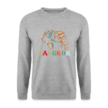 Elephant Thailand - Unisex Pullover - Weißgrau meliert - Vorne - Alina (178cm) & Michal (187cm)