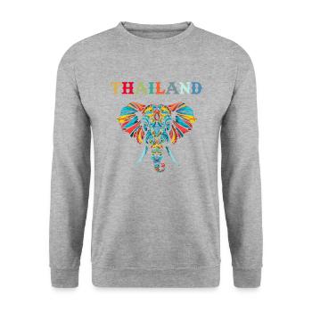 Elephant Thailand - Unisex Pullover - Weißgrau meliert - Vorne - Alina (178cm) & Michal (187cm)