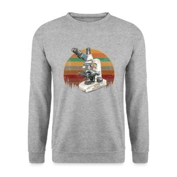 Microscopy Scientist Biologist Microscope - Unisex Sweatshirt - salt & pepper - Front - Alina (178cm) & Michal (187cm)