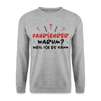 Fahrlehrer Spruch Lustige Fahrschullehrer Geschenk - Unisex Pullover - Weißgrau meliert - Vorne - Alina (178cm) & Michal (187cm)