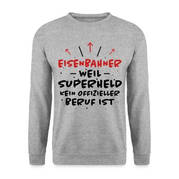 Eisenbahner Spruch Lokführer Eisenbahner Geschenk - Unisex Pullover - Weißgrau meliert - Vorne - Alina (178cm) & Michal (187cm)