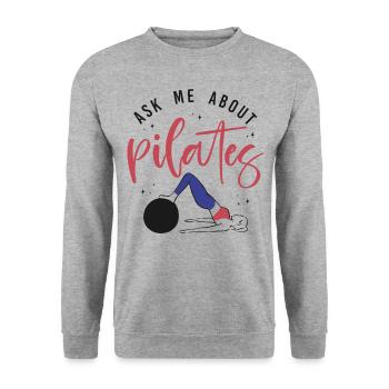 Instructeur de Pilates Enseignant Demandez-moi - Sweat-shirt Unisexe - gris chiné - Devant - Alina (178cm) & Michal (187cm)