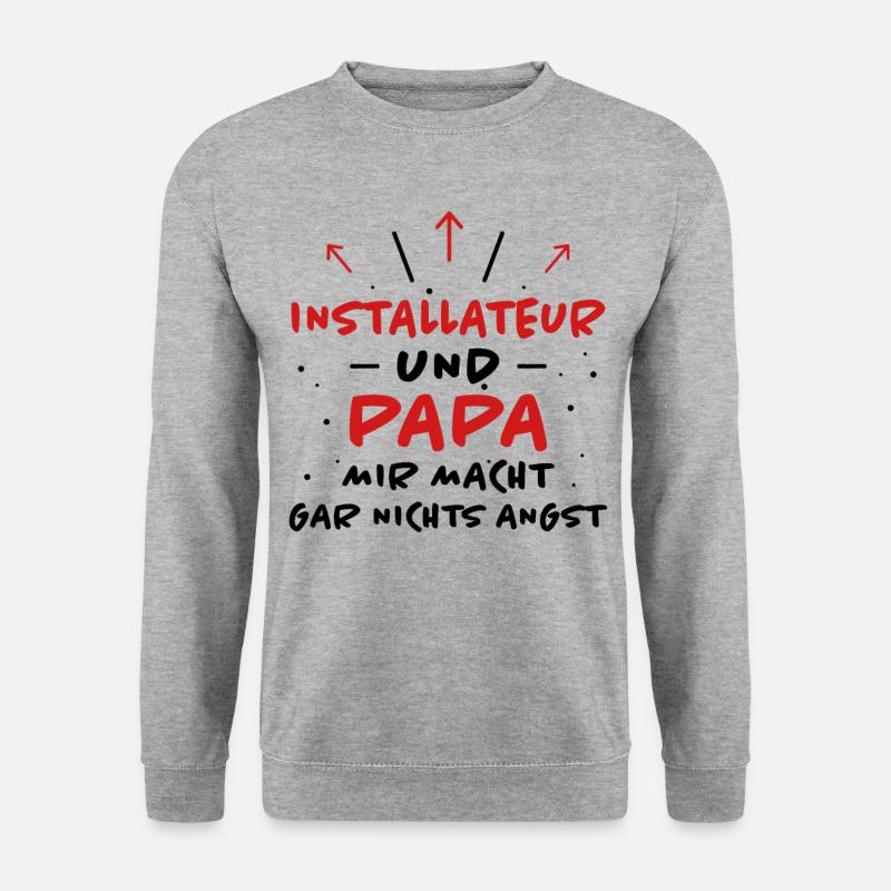 Installateur Spruch Heizung Installateur Geschenk - Unisex Pullover - Weißgrau meliert
