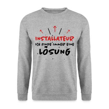 Installateur Spruch Heizung Installateur Geschenk - Unisex Pullover - Weißgrau meliert - Vorne - Alina (178cm) & Michal (187cm)